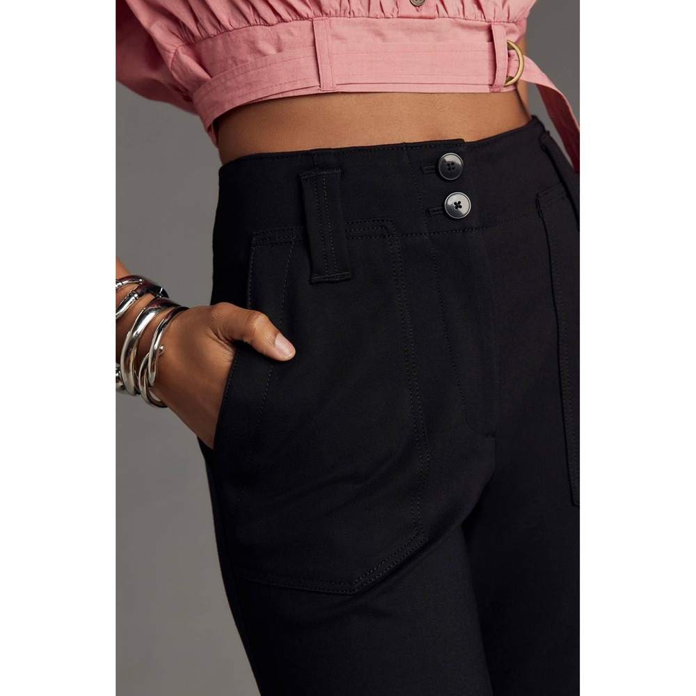 Maeve by Anthropologie Black High Waisted Flare Leg Pants Women's US 10 - Picture 3 of 14